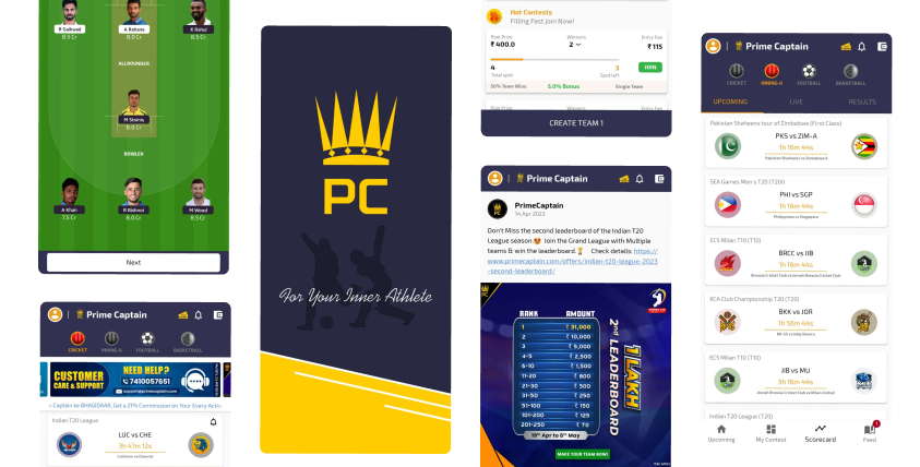 Prime Captain cricket fantasy sports app developed by Appinop Tecnologies